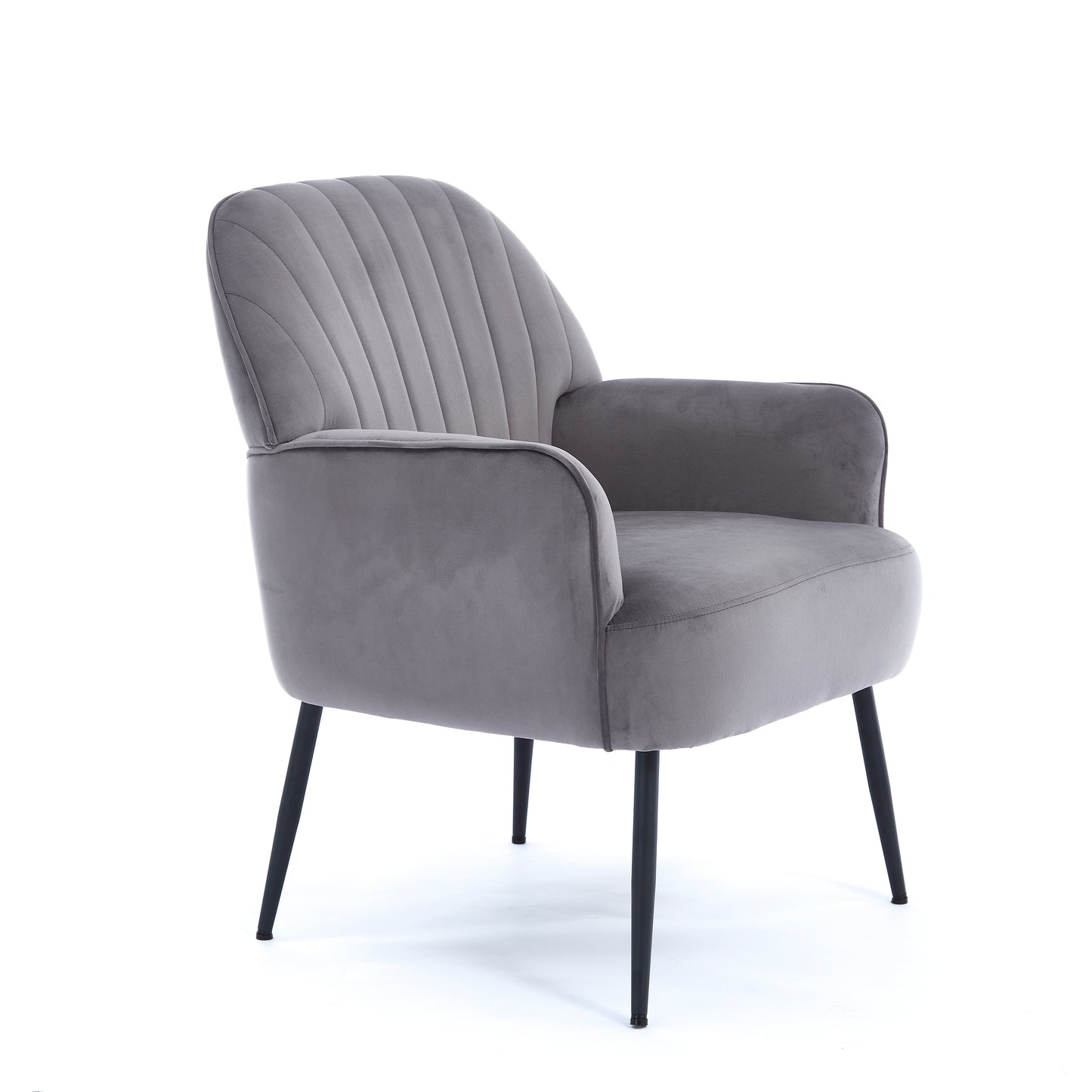 Modern Velvet Accent Chair with Metal Legs - Grey