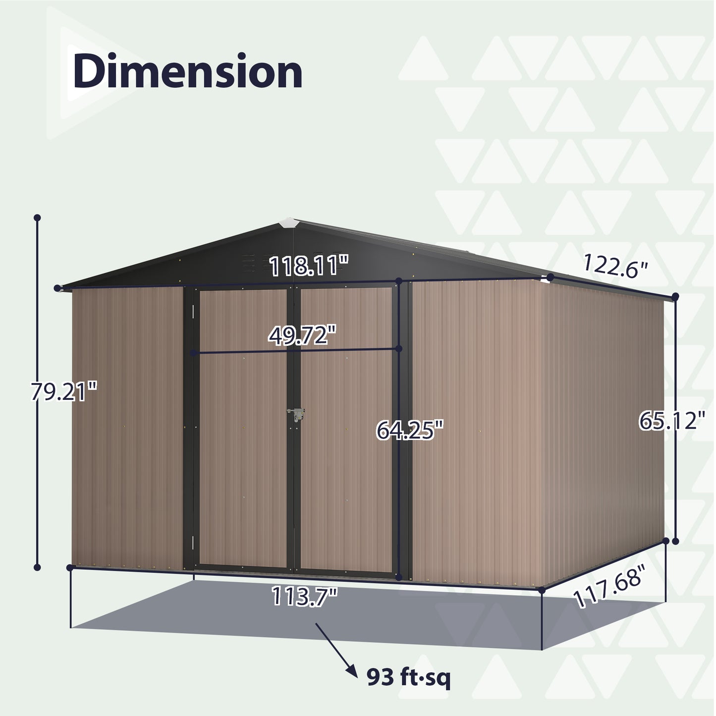 10' x 10' Metal Garden Storage Shed with Lockable Doors - Brown