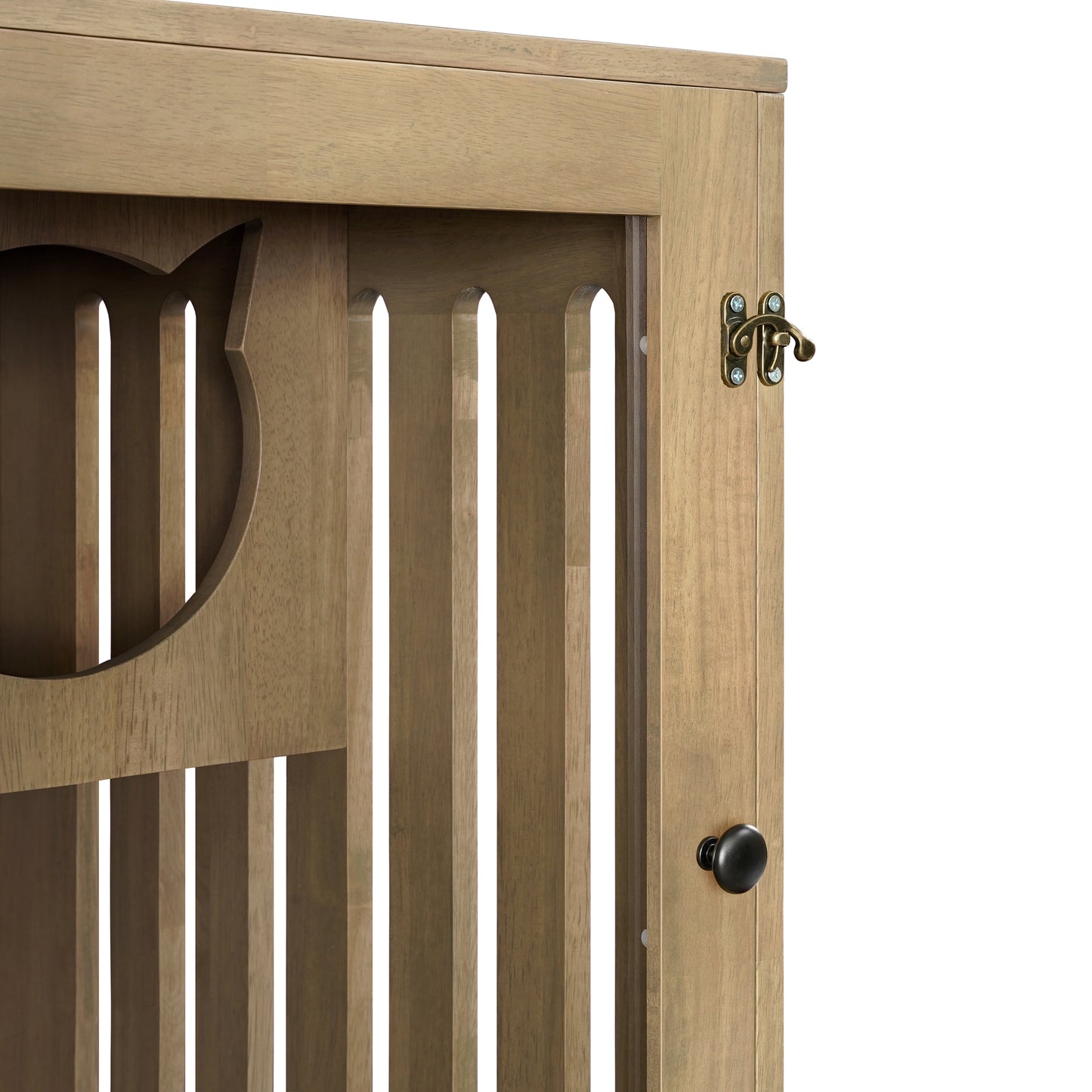 Rubber Wood Cat Enclosure with Multi-Level Shelves & Lockable Wheels - Natural Finish