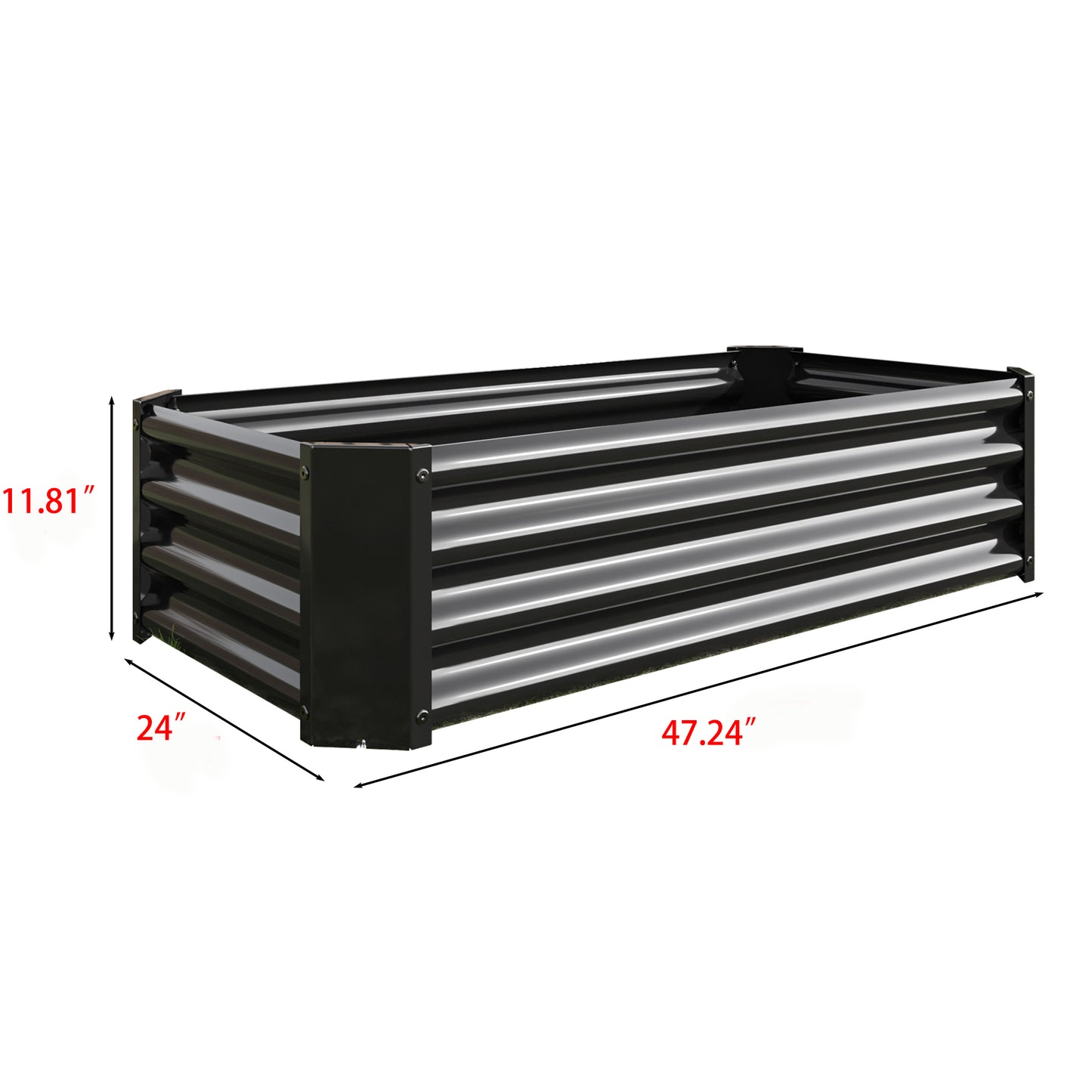 Metal Raised Garden Bed - 4'x2'x1' Rectangle Planter for Flowers, Vegetables, Herbs - Black