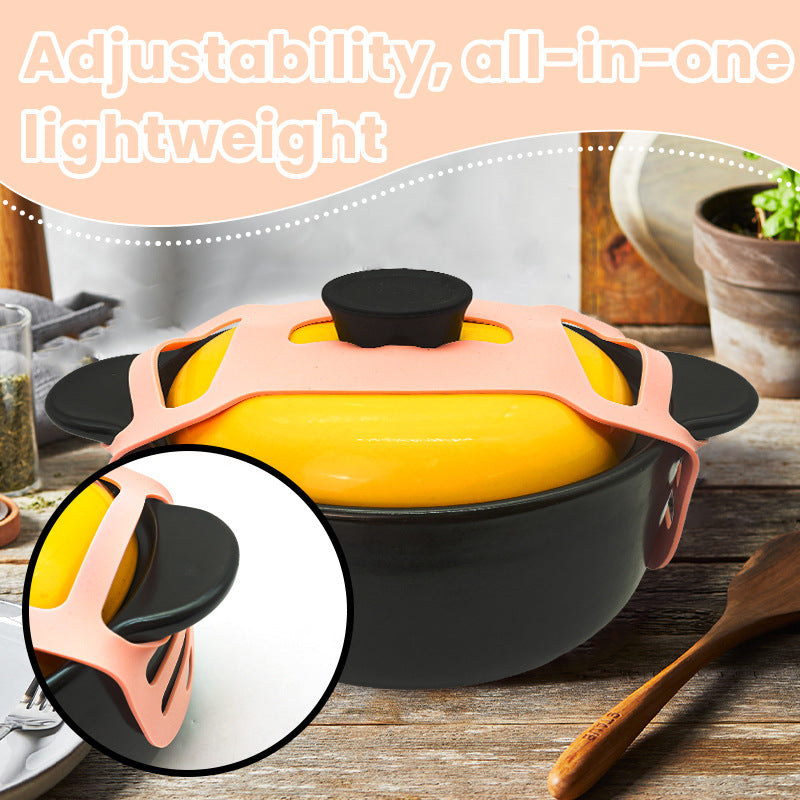 Silicone Pot Cover Fixing Band - Stretchable Kitchen Lid Clamp
