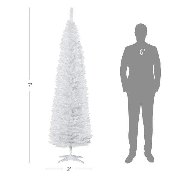 7ft Slim Pencil Style Artificial Christmas Tree - White