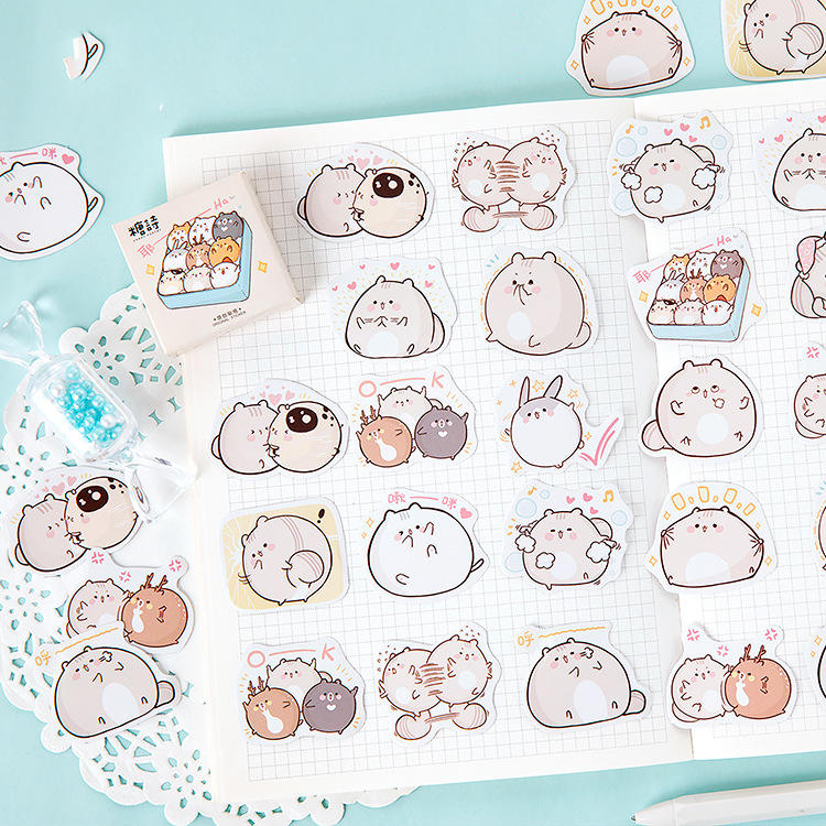 Little Fat Mouse Hand Account Notebook with Decorative Stickers - 45 Pieces