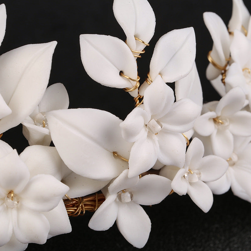 White Ceramic Flower Hair Clip