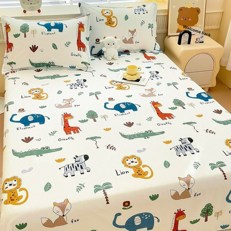 Children's Cartoon Bed Sheet and Pillowcase 3-Piece Bedding Set Multiple Sizes & Patterns