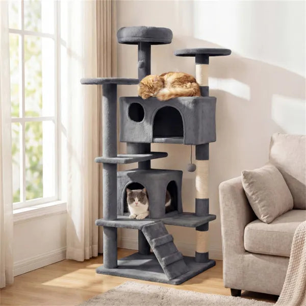 52-Inch Multi-Cat Tall Cat Tree Tower with Perches, Condos & Scratching Posts