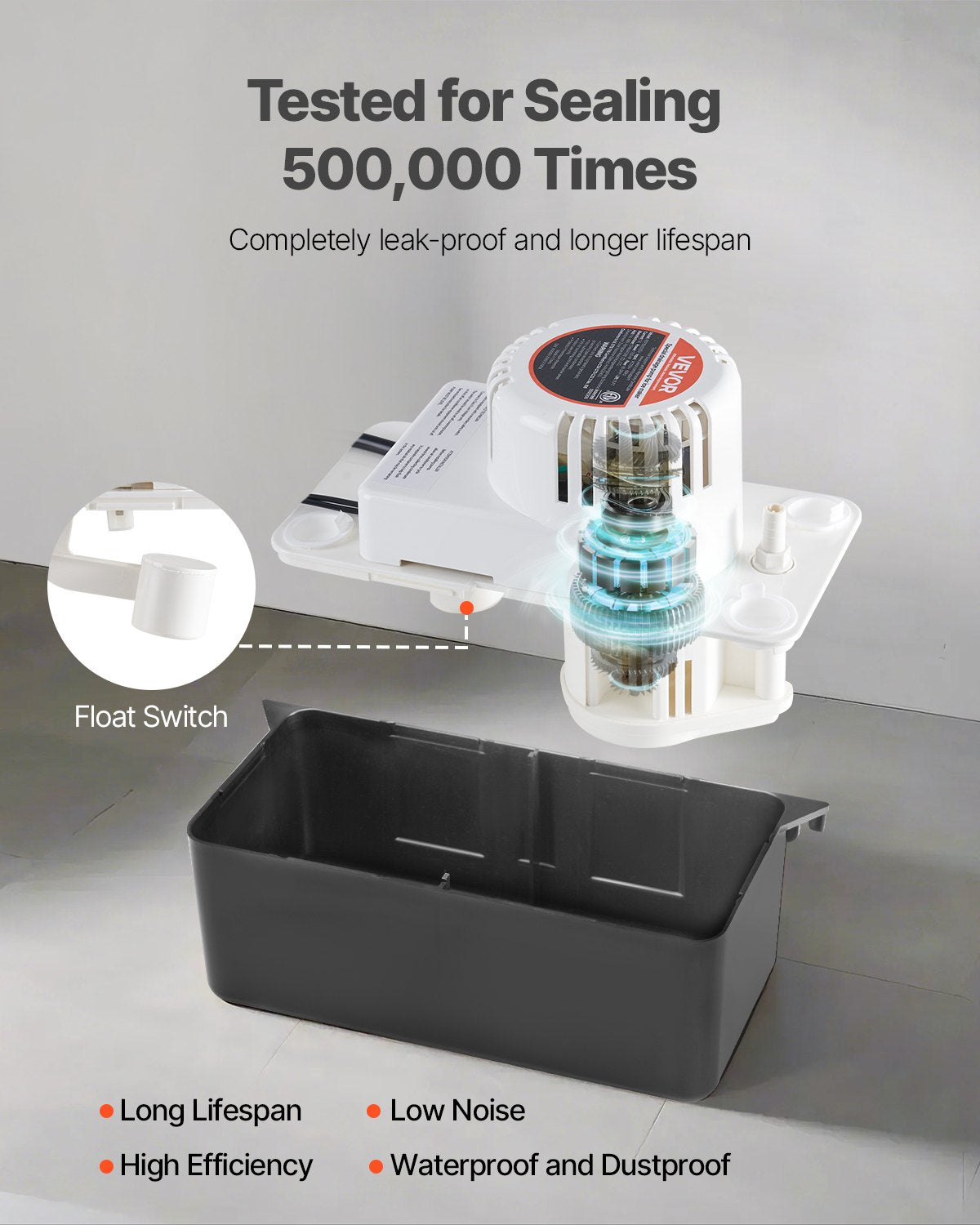 Automatic Condensate Pump 1/50 HP, 65 GPH, 15 Ft Lift, Multicolor