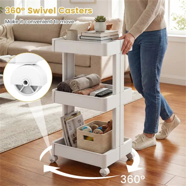 3 -Tier DIY Rolling Storage Cart,15.5 X 14.5 30 With Detachable
