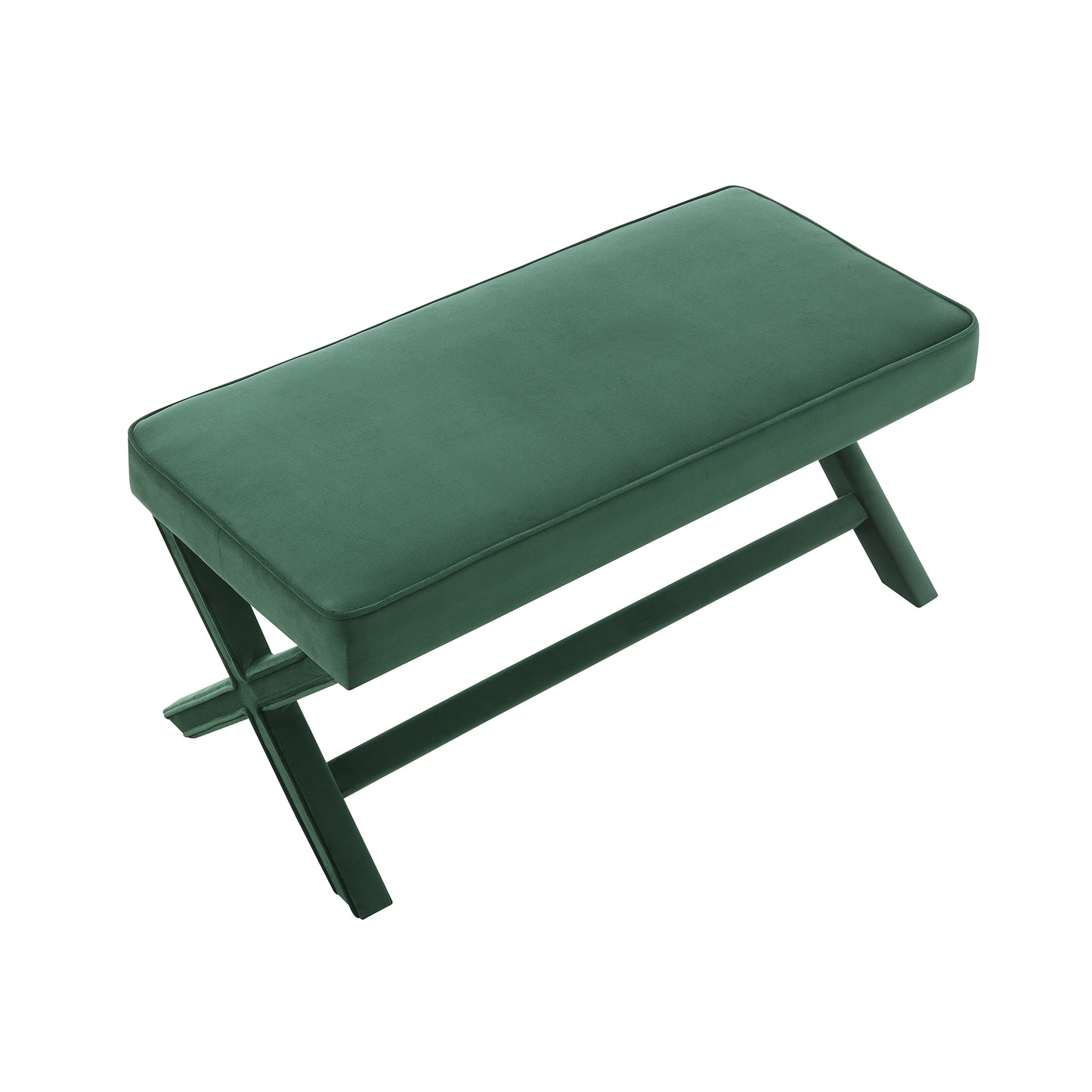 Comfort Double Bench Upholstered In Velvet Fabric,Stool With Stylish