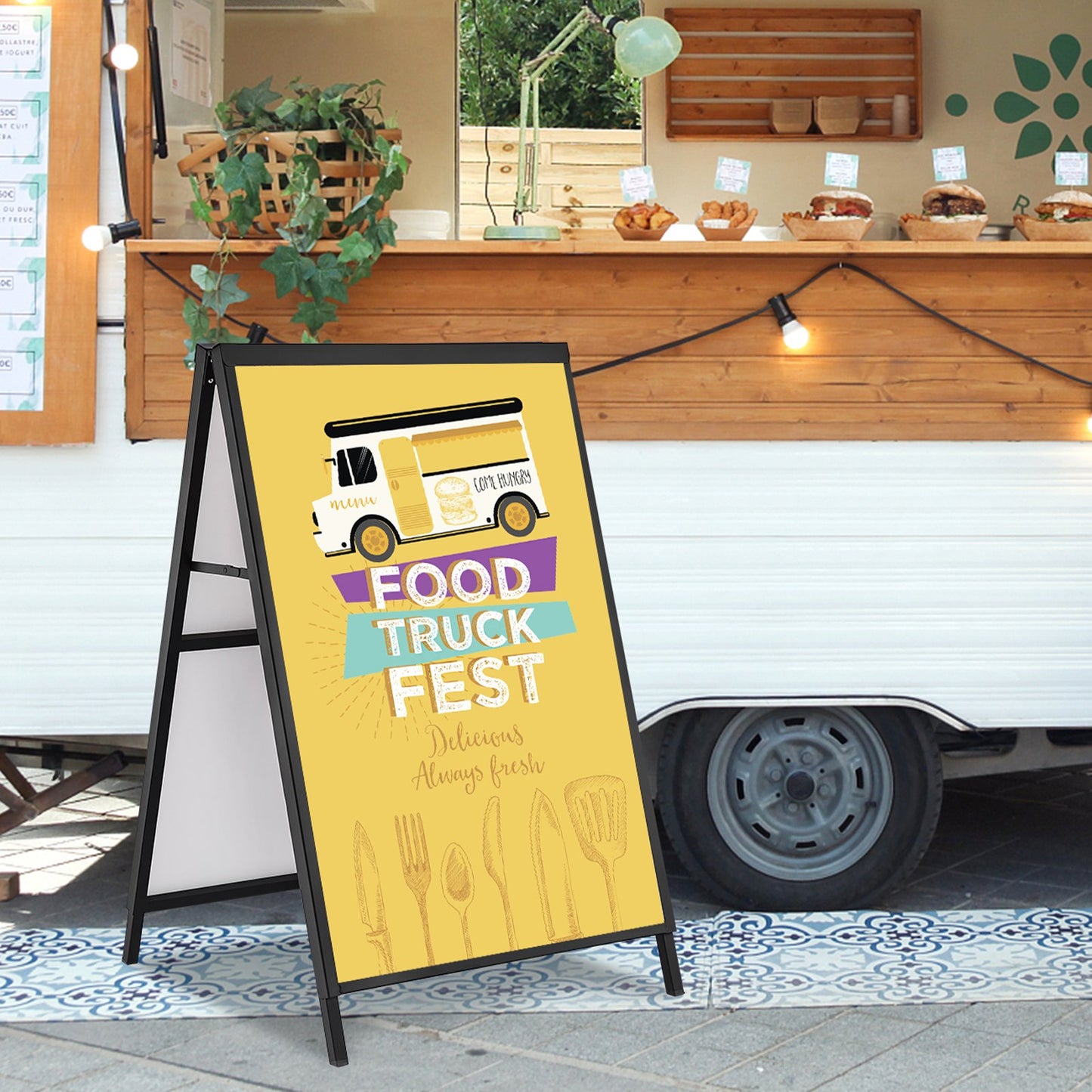 A-Frame Sidewalk Sign - 24x36 Inch Heavy Duty Steel Display