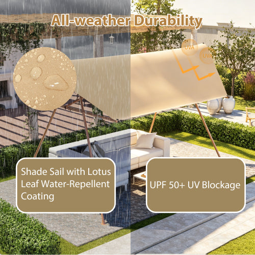 Hexagonal Shade Sail Canopy, Large 206in X118in UV Block Sun With UPF