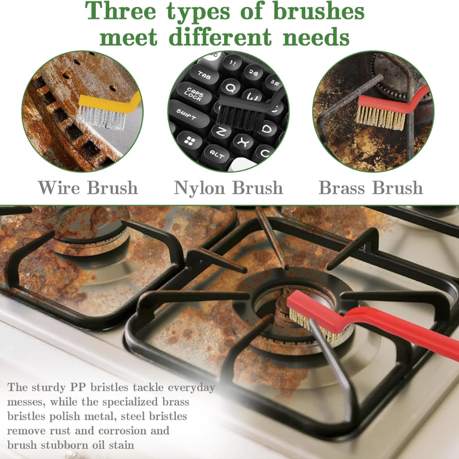 15-Piece Heavy Duty Crevice Cleaning Brush Set for Grout, Windows & Corners