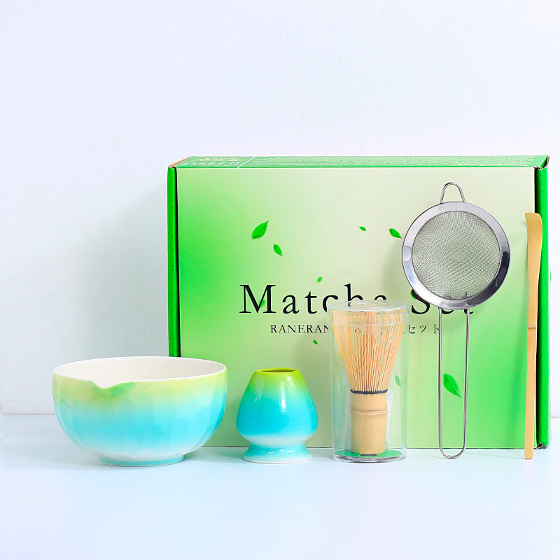 Japanese Tea Ceremony Set with Matcha Bowls & Whisks - Multiple Colors