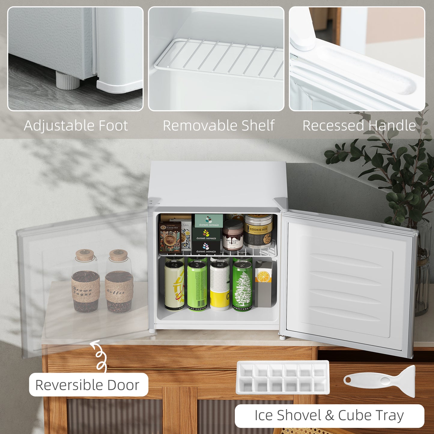 1.1 Cu Ft Compact Countertop Freezer - White, Removable Shelves, Energy Efficient