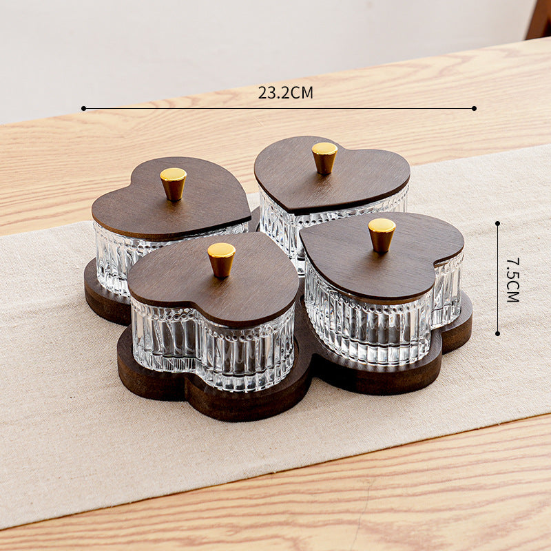 Glass Food Storage Container with Multiple Grids - Retro Style Kitchen Organizer