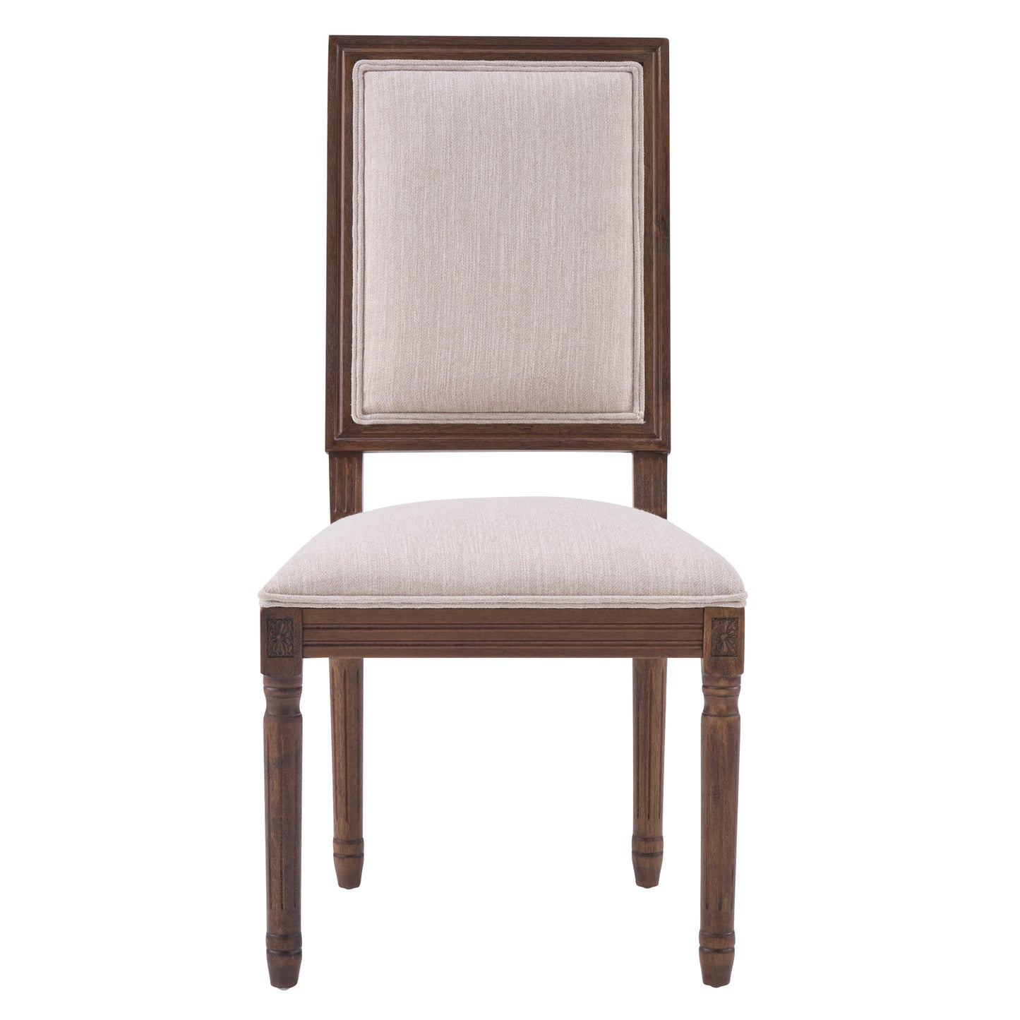 French Country Dining Chairs - Upholstered Cane Backrest, Set of 2