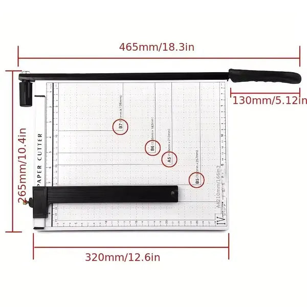Heavy Duty Paper Cutter Trimmer with Safety Lock & Non-slip Base - Versatile Office & Craft Tool, Black