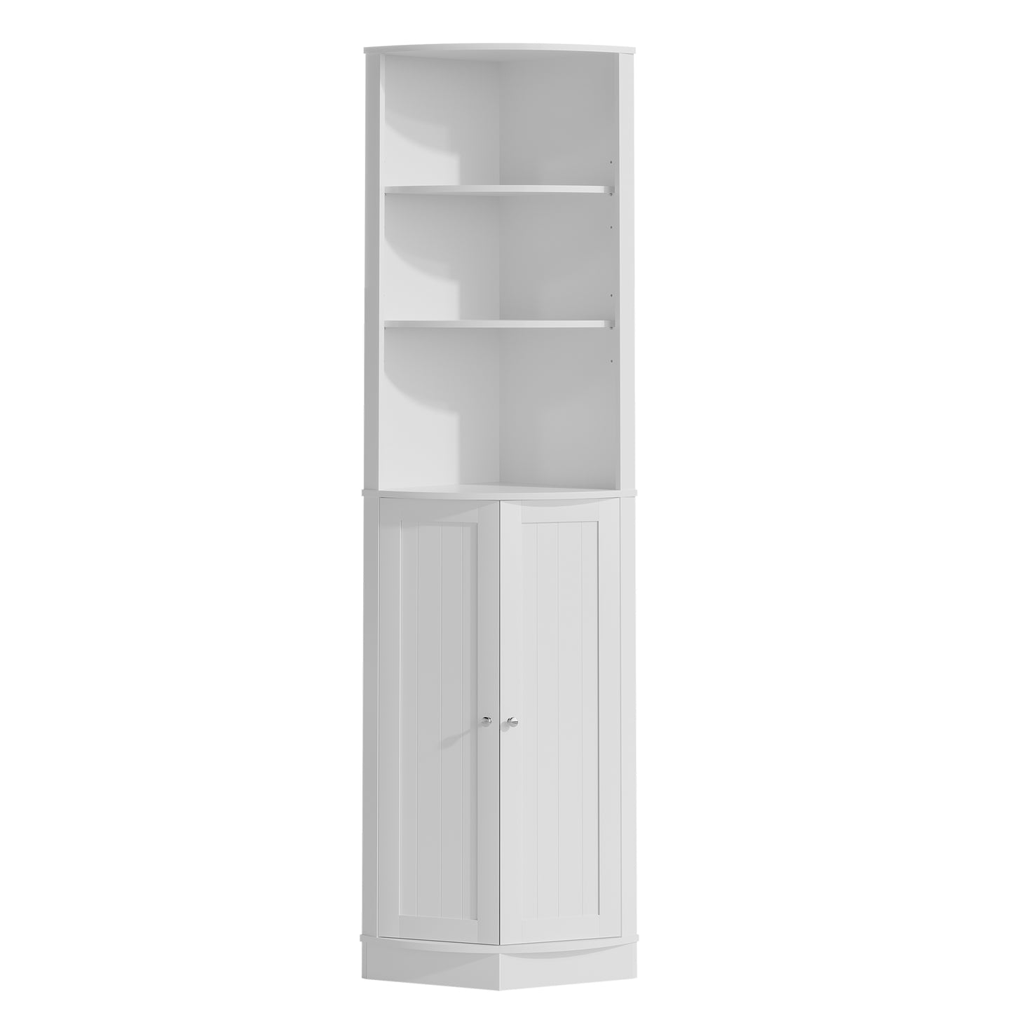 67" Tall Corner Cabinet with 2 Doors and Adjustable Shelves - White
