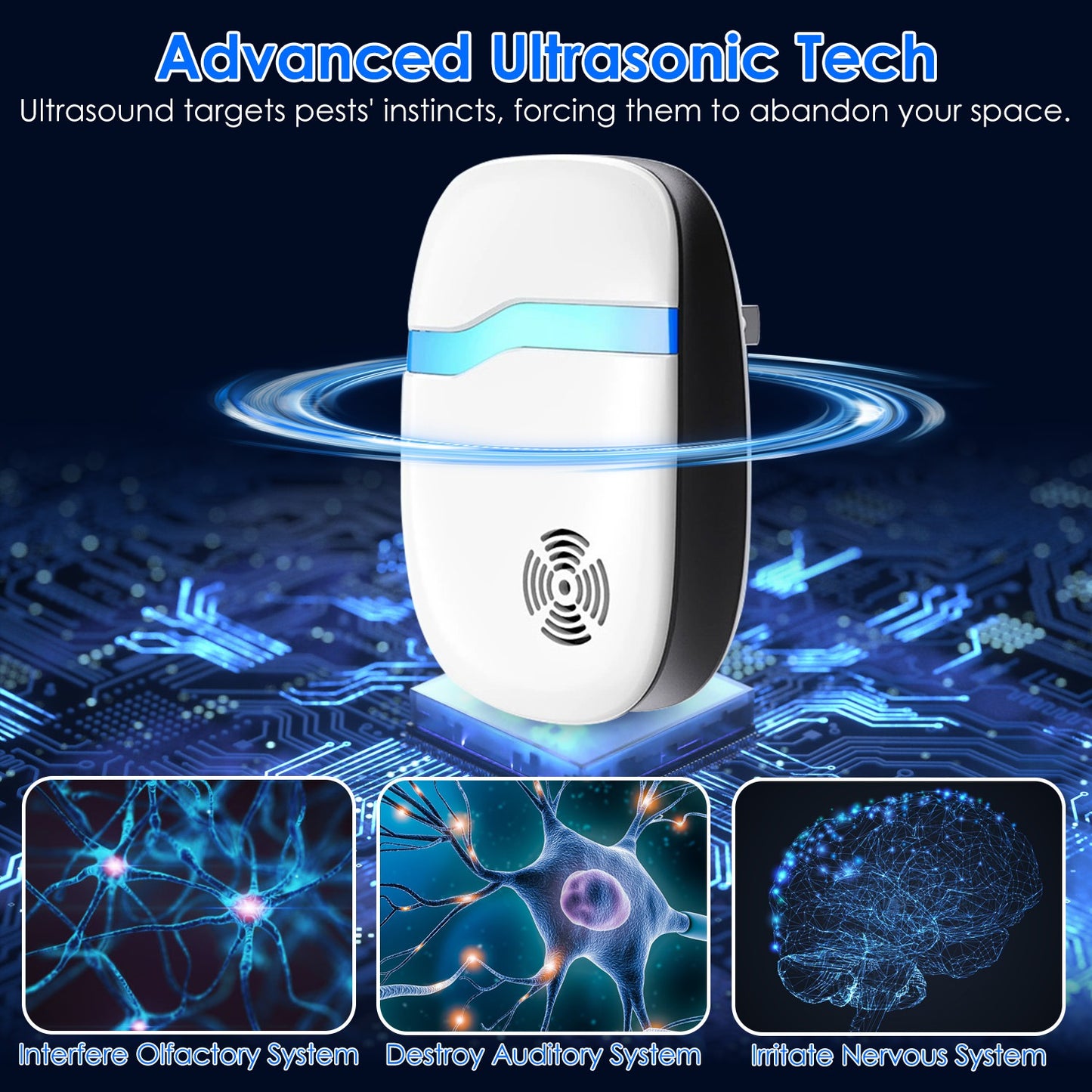 6-Pack Ultrasonic Pest Repellers - Indoor Rodent Control