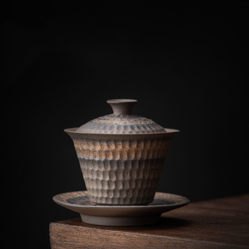 Vintage Ceramic Sancai Cup with Cover - Traditional Tea Drinkware