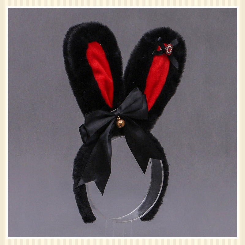 Animal Ears Headband with Bowknot Plush Rabbit Design for Cosplay & Fashion
