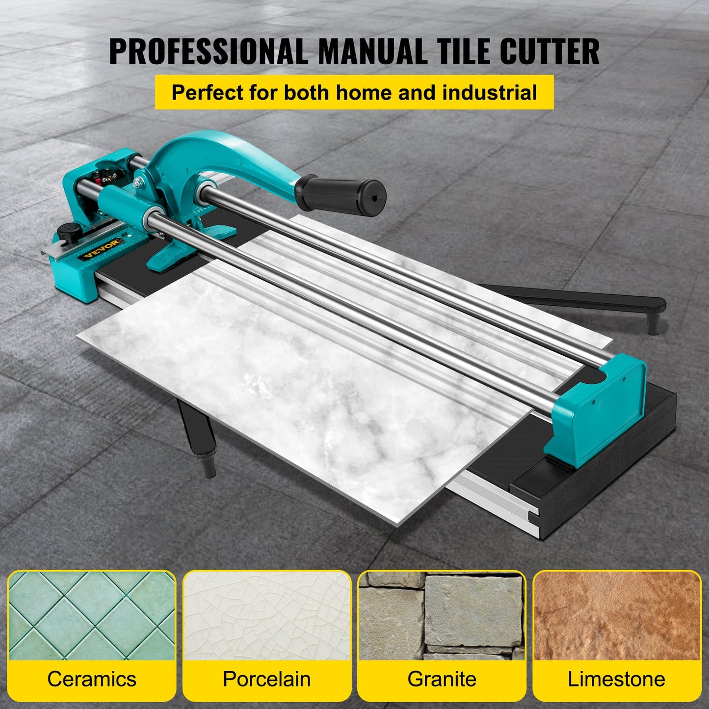 24 Inch Manual Tile Cutter with Double Rails, Accurate Porcelain & Ceramic Cutting