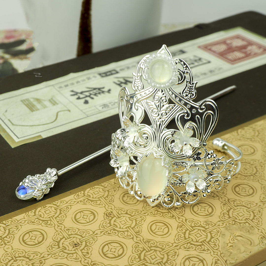 Ancient Style Hair Crown Headdress with Hairpin - Hanfu