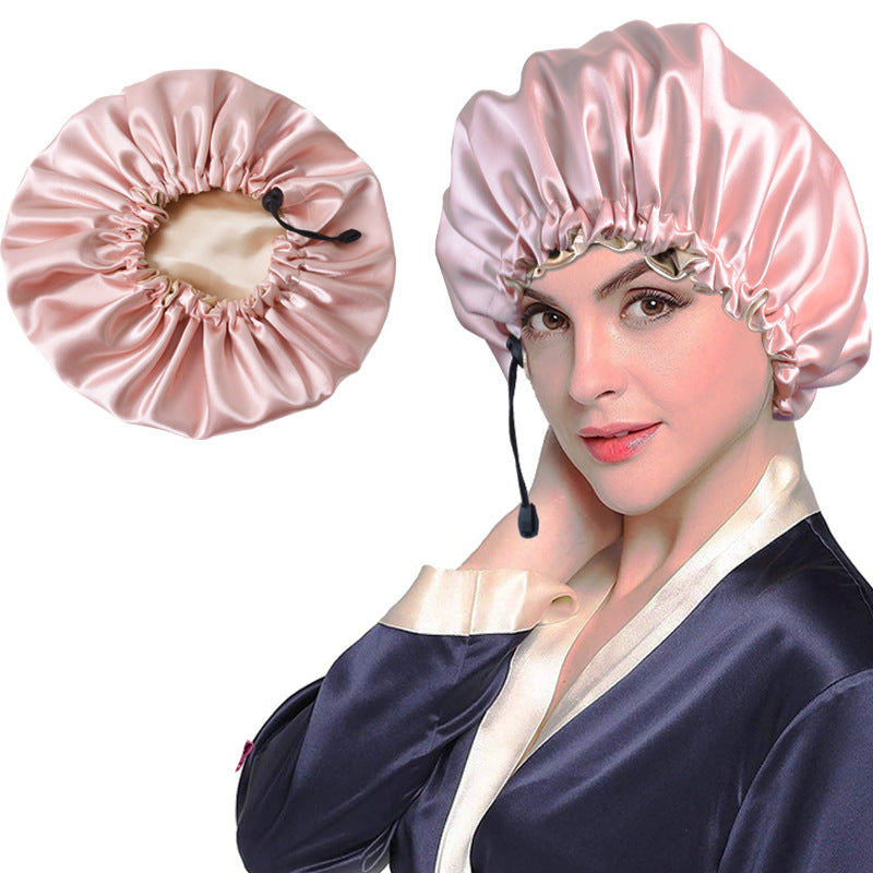 Silk Dual-Use Shower Cap for Adults - Soft Waterproof Chemotherapy & Bath Cap