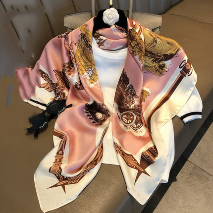 Women's Geometric Square Scarf - Large Polyester Fashion Accessory
