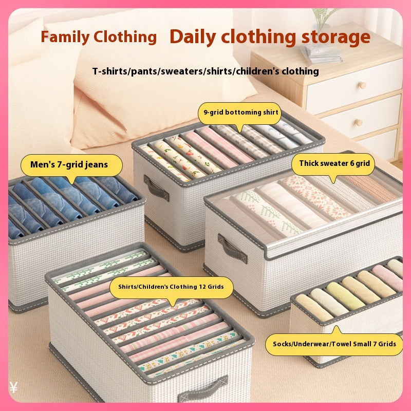 Multi-Grid Bedroom Clothes Storage Box Foldable Stackable Wardrobe Organizer