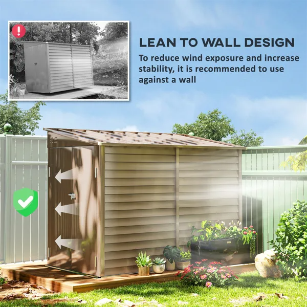 Galvanized Steel Garden Shed with Brown Finish, 38 sq ft Outdoor Storage