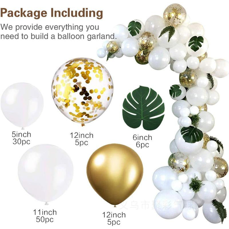 Party Balloon Kit with Gold, White & Burgundy Decorations for Weddings & Birthdays