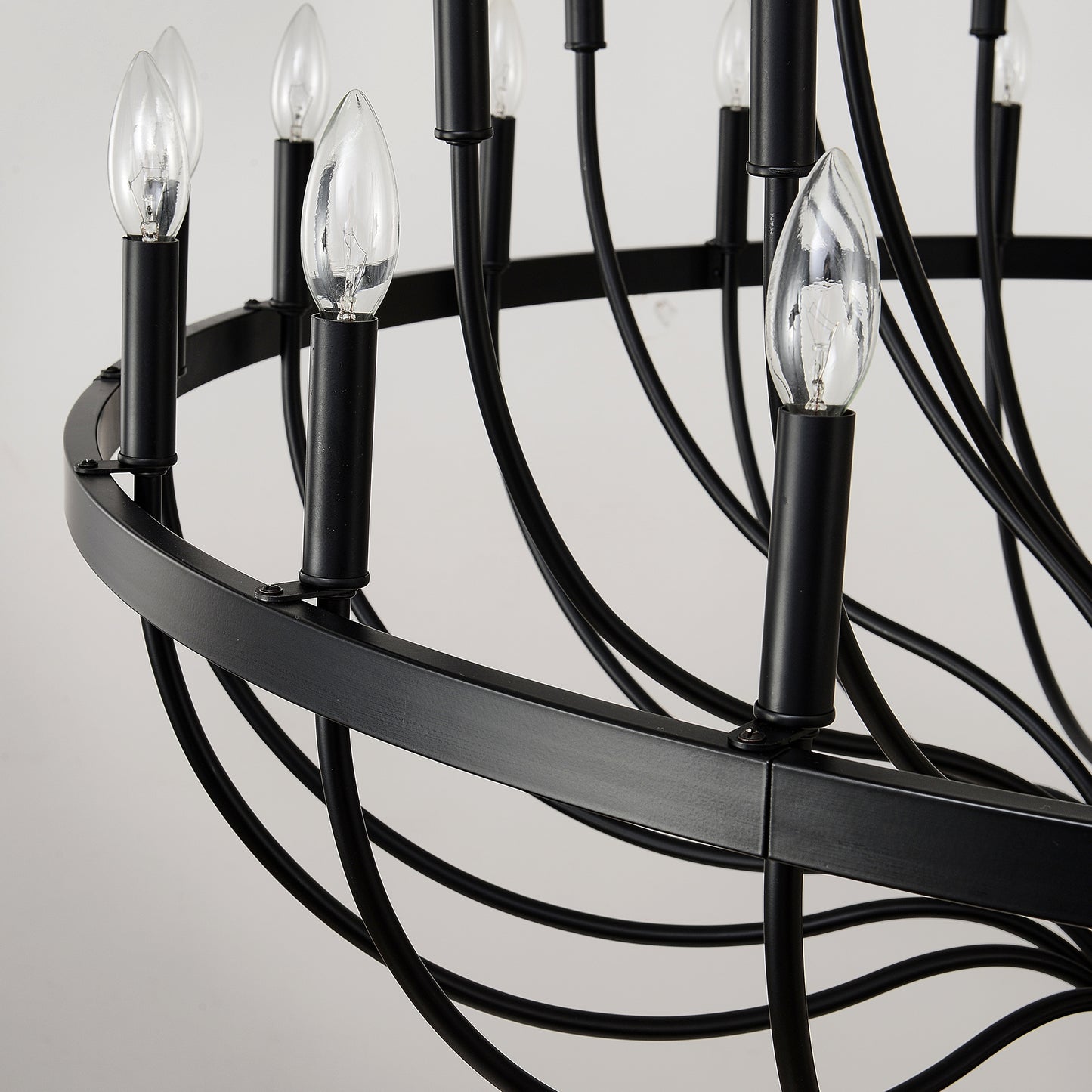 24-Light Black Industrial Chandelier - Modern Farmhouse Pendant Light for Dining & Living Rooms