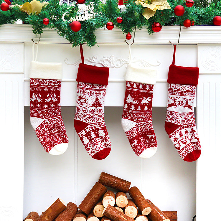 Christmas Gift Bag with Jacquard Yarn Decorative Holiday Holder