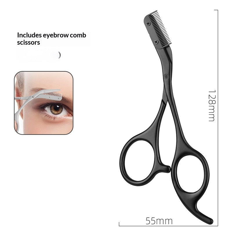 Stainless Steel Eyebrow Scissors with Comb - Precision Grooming Tool