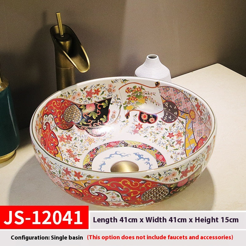 Artistic Ceramic Hand Washing Basin Retro Style - Multiple Variants