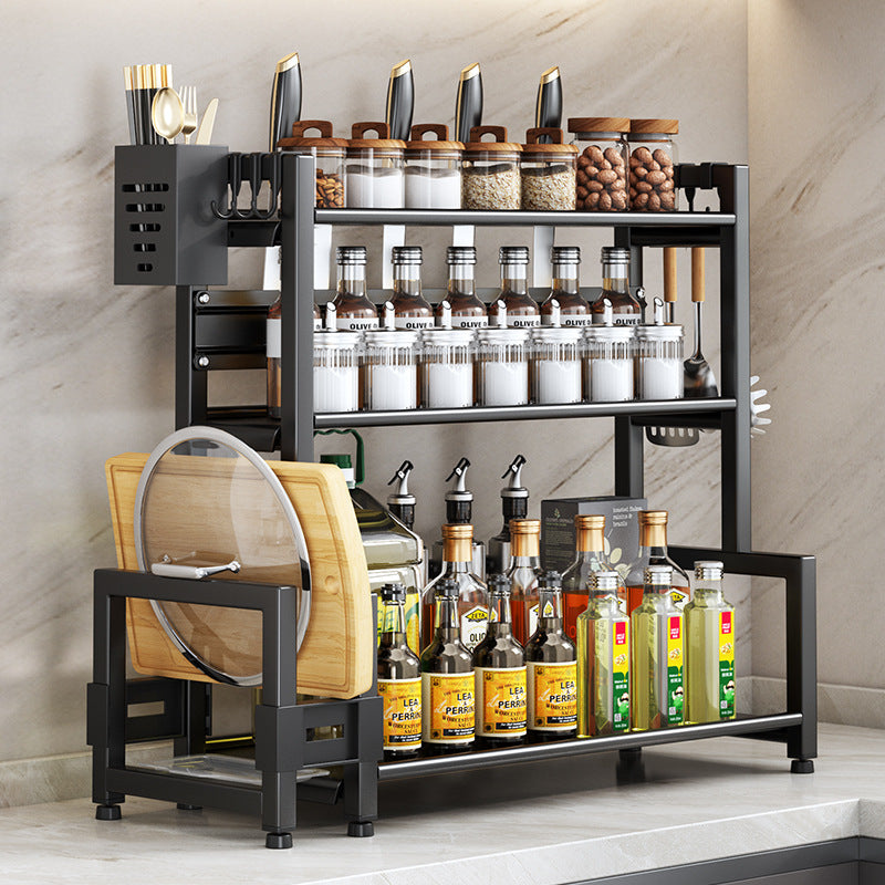 Kitchen Dining Table Cutter Clamp with Salt Jar and Storage Rack - Modern