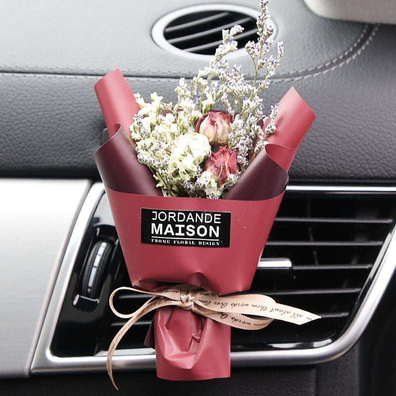 Decorative Dried Flowers Air Outlet Car Freshener - Colorful Aromatic Bouquet