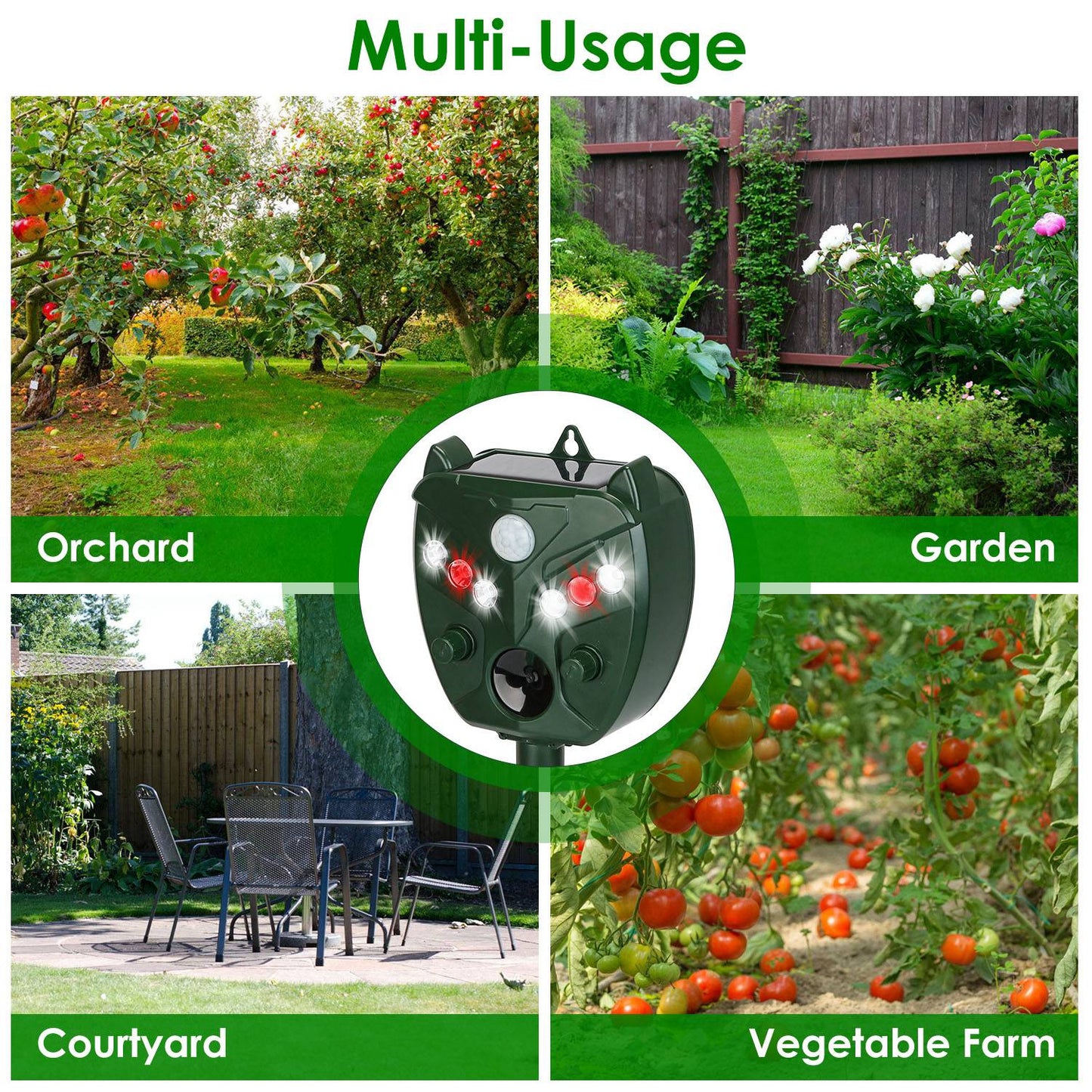 Ultrasonic Solar Animal Repeller - Waterproof Mouse Chaser for Yard