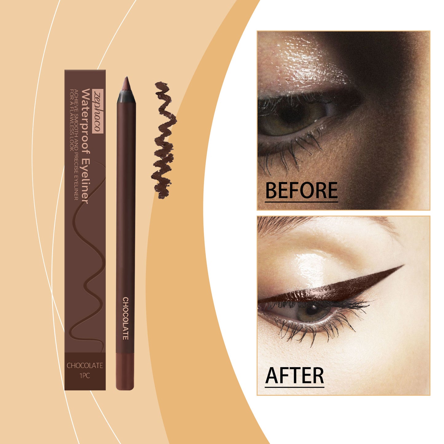 Waterproof Chocolate Eyeliner - Long-Lasting Makeup for Eyes 30ml