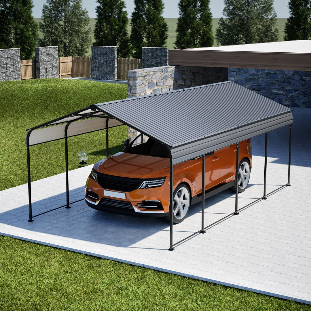 Heavy Duty Galvanized Steel Carport Canopy with Waterproof Roof - Large Capacity Shelter
