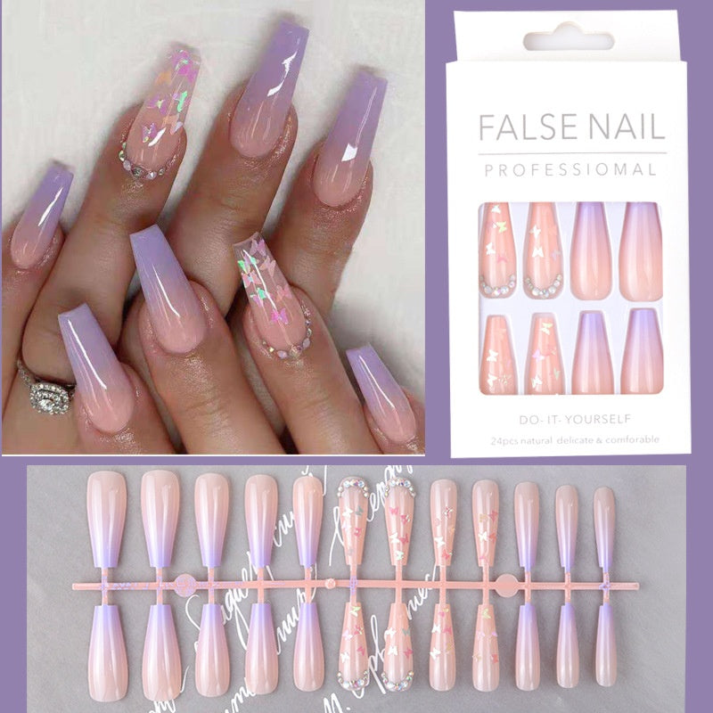 Purple Butterfly Sequin Nail Stickers - Removable Nail Art Decals for Manicure