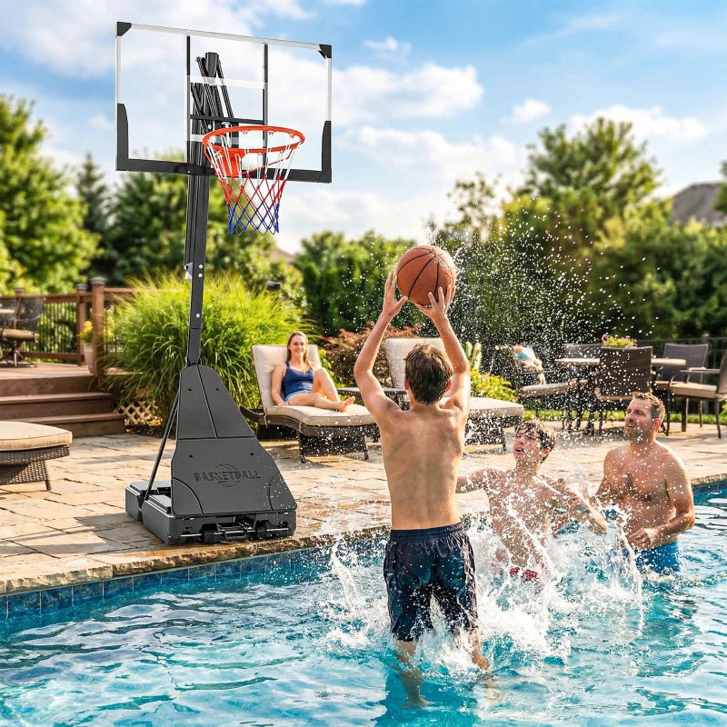 Portable Basketball Hoop with Adjustable Height 8-10ft - Black