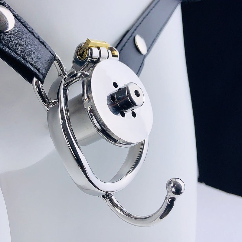 Men's Stainless Steel Chastity Lock with Adjustable Ring & Belt - Multiple Sizes