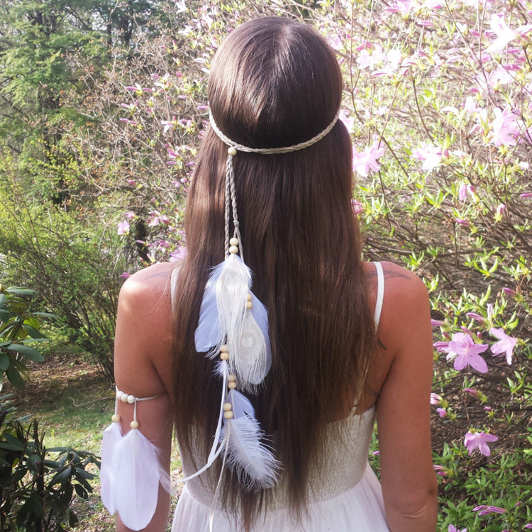 Ethnic Wind Beach Feather Hair Band & Hair Accessories Set - Bohemian Style
