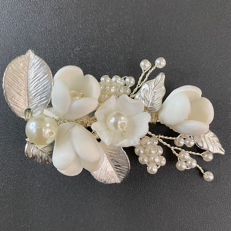 Handmade Wedding Bride Headpiece with Crystal Flowers