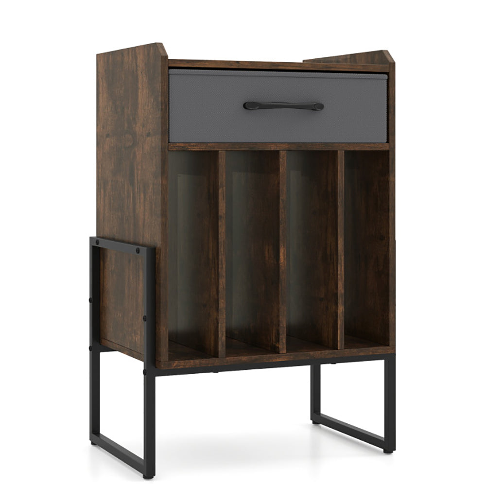 Record Player Stand With Drawer And Holder For Music Room, Living