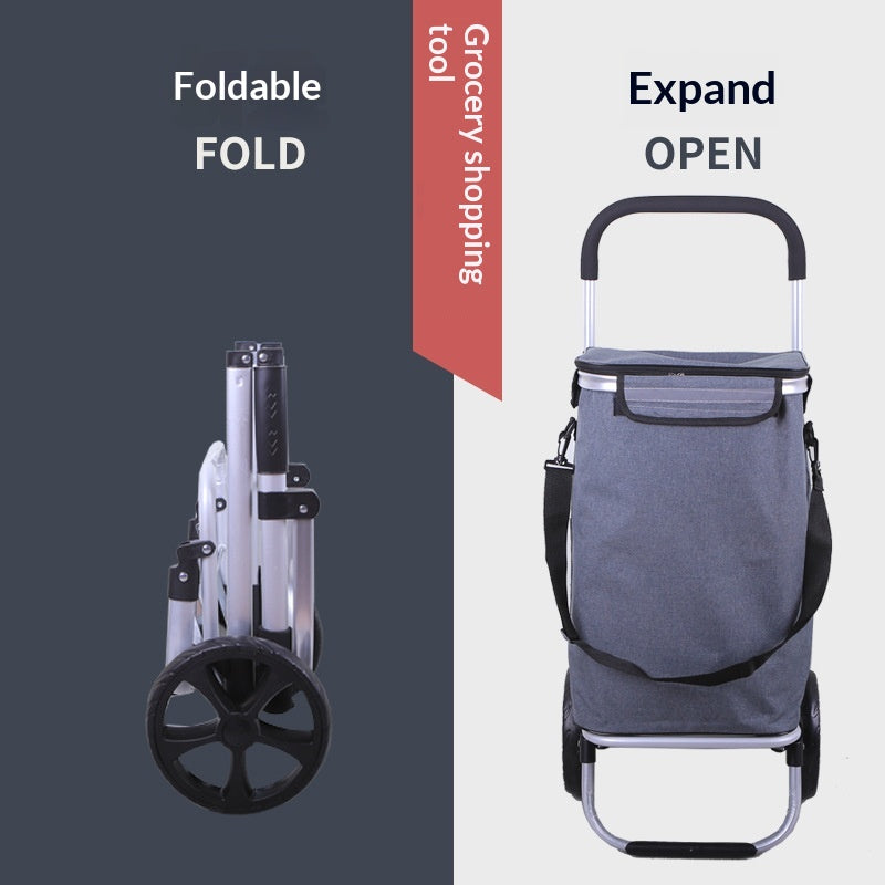 Portable Aluminum Alloy Folding Shopping Cart with Max 35kg Load