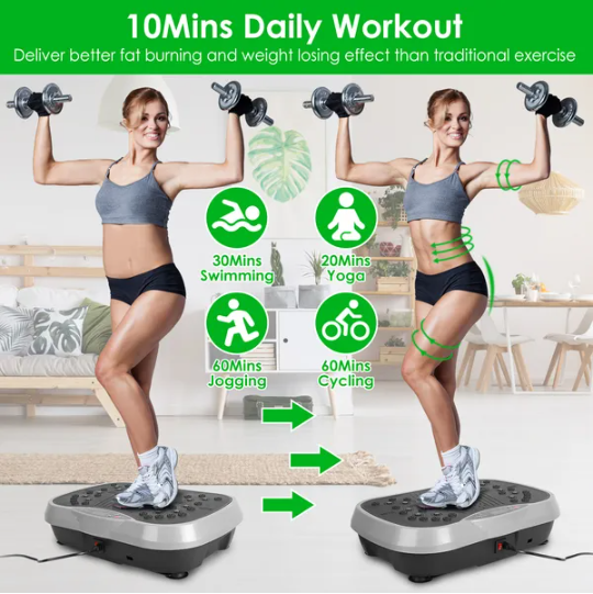 Whole Body Vibration Plate with Resistance Bands - Black