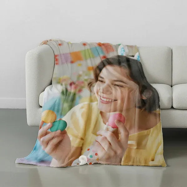 Custom Photo Flannel Blanket - Personalized Gift for Mother's Day